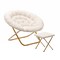 Emma and Oliver Ersa Oversize Folding Saucer Moon Chair and Ottoman for Dorm and Bedroom with Steel Frames